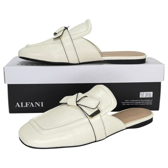 Alfani Shoes - Alfani Parvani Bone Faux Leather Womens Flat Mules Size 10M
